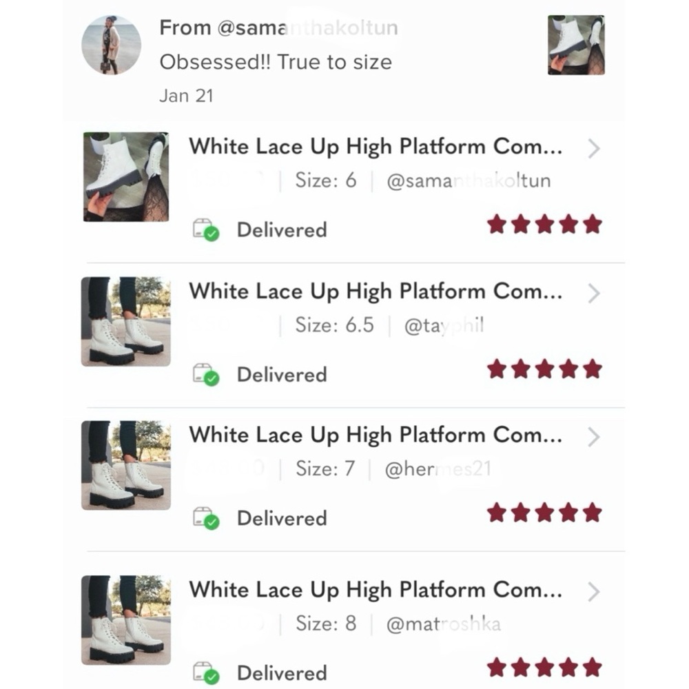 White Lace Up High Platform Combat Boots - Picture 6 of 7